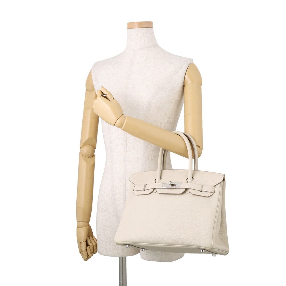Hermes Birkin 30 Cles Silver Togo Handbag — view 4