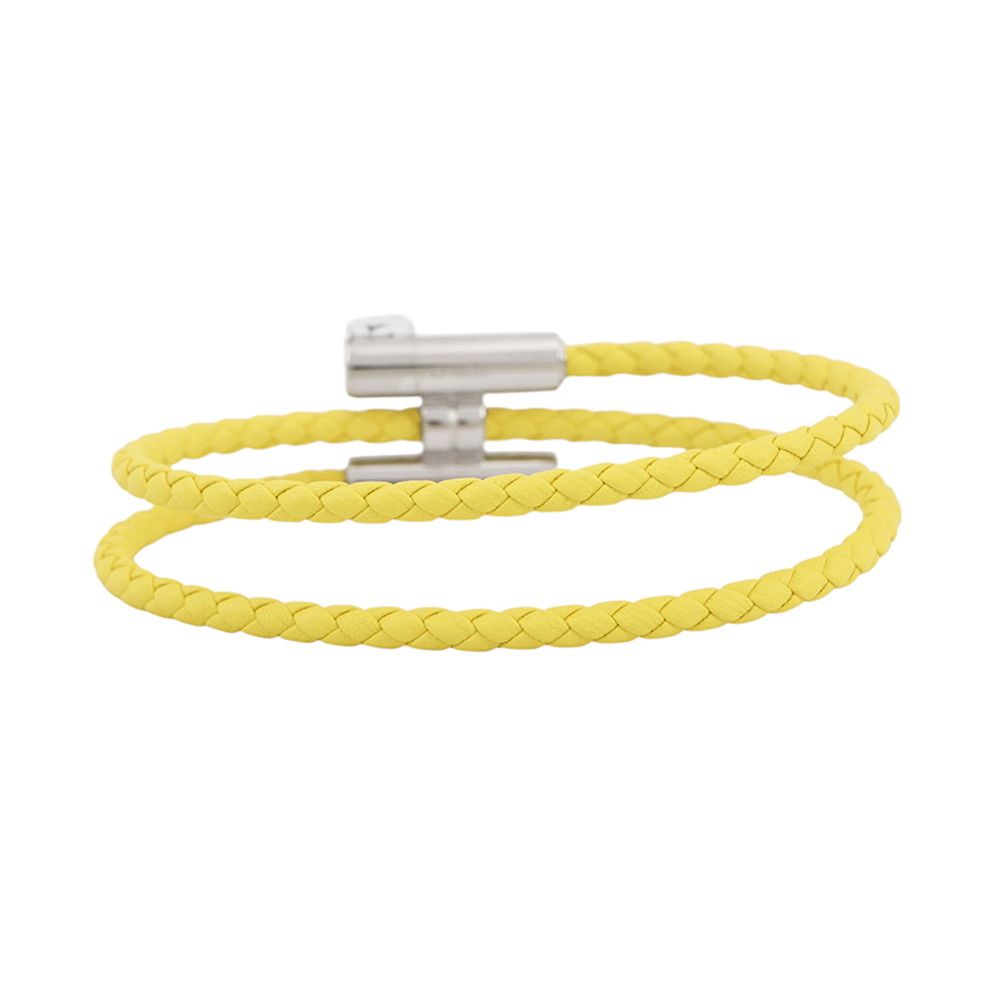 Hermes Bracelet Tourni Tresse Lime Silver Swift T4 — view 3