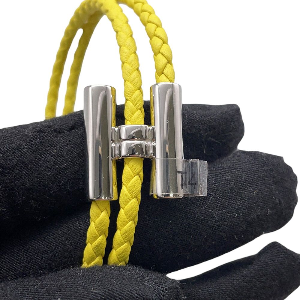 Hermes Bracelet Tourni Tresse Lime Silver Swift T4 — view 6
