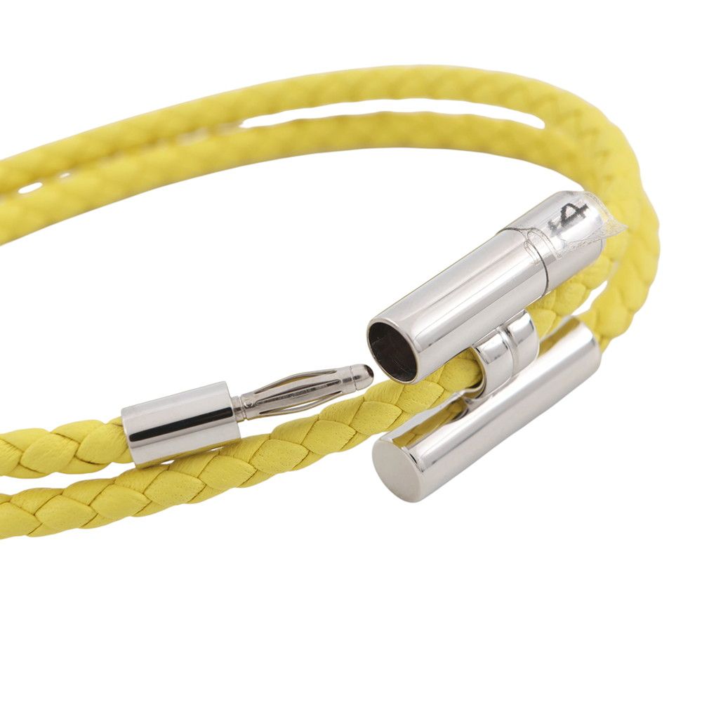 Hermes Bracelet Tourni Tresse Lime Silver Swift T4 — view 5