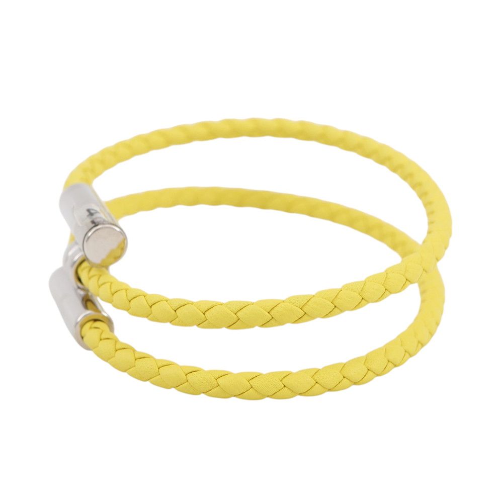 Hermes Bracelet Tourni Tresse Lime Silver Swift T4 — view 2