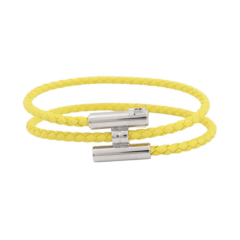 Hermes Bracelet Tourni Tresse Lime Silver Swift T4