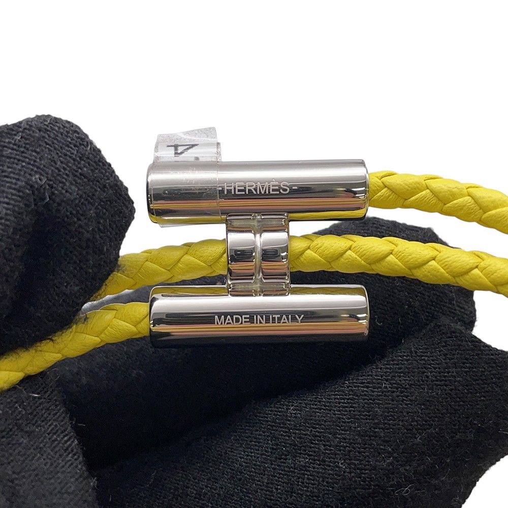 Hermes Bracelet Tourni Tresse Lime Silver Swift T4 — view 7