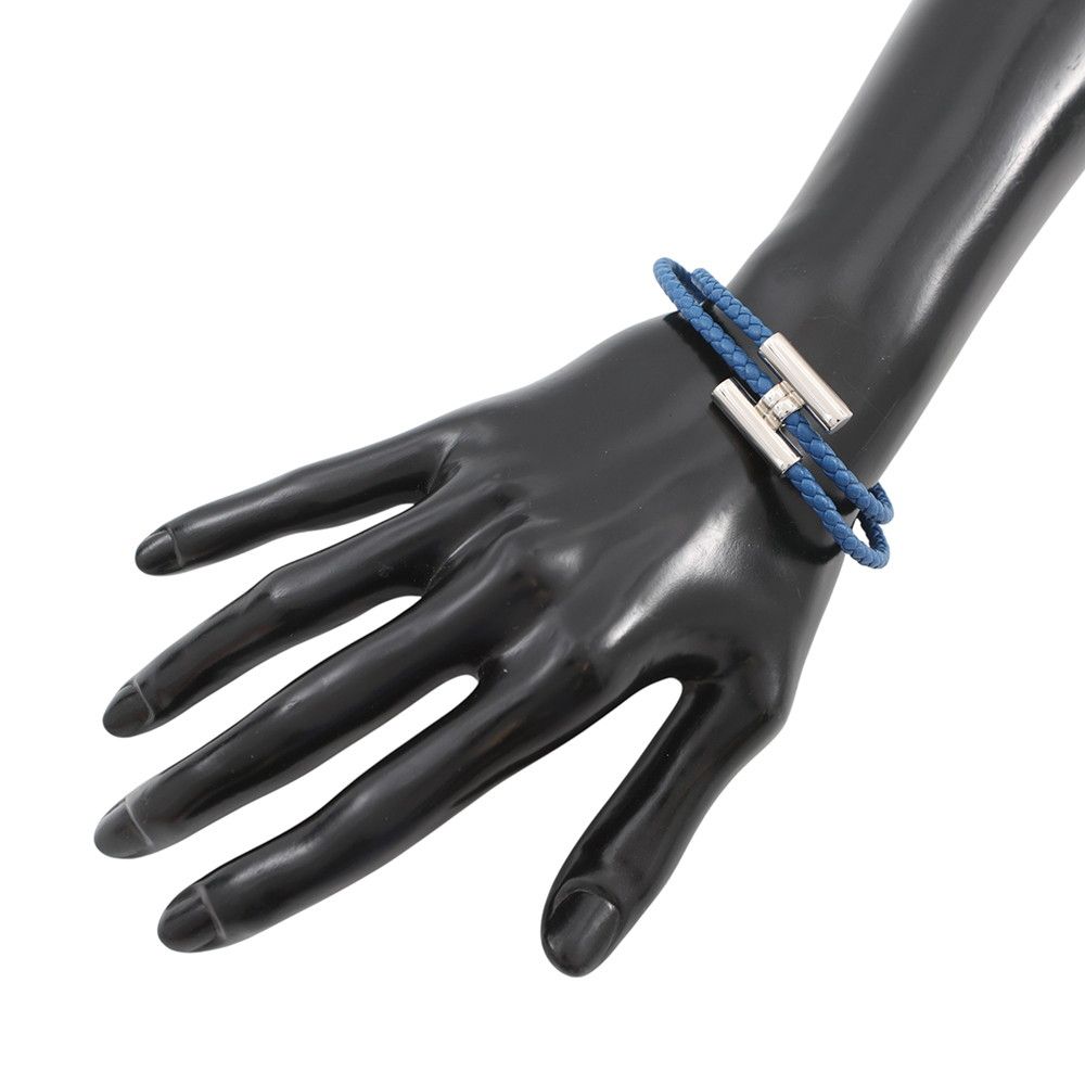 Hermes Bracelet Turni Tresse Blue Tie Silver Swift — view 4