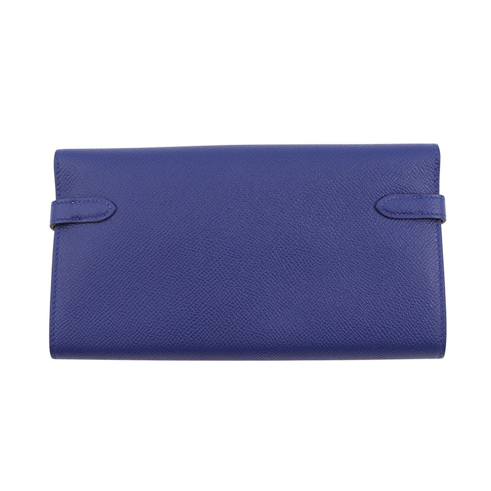 Hermes Wallet Kelly Long Blue Electric Silver Epsom — view 3