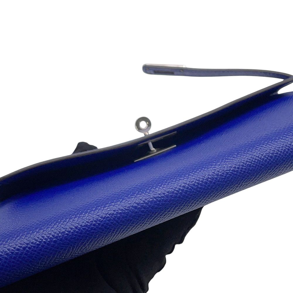 Hermes Wallet Kelly Long Blue Electric Silver Epsom — view 6