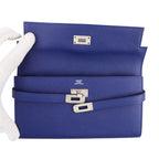 Hermes Wallet Kelly Long Blue Electric Silver Epsom — view 4