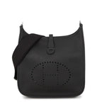 Hermes Shoulder Bag Evelyne 3 PM Black Silver Taurillon Clemence