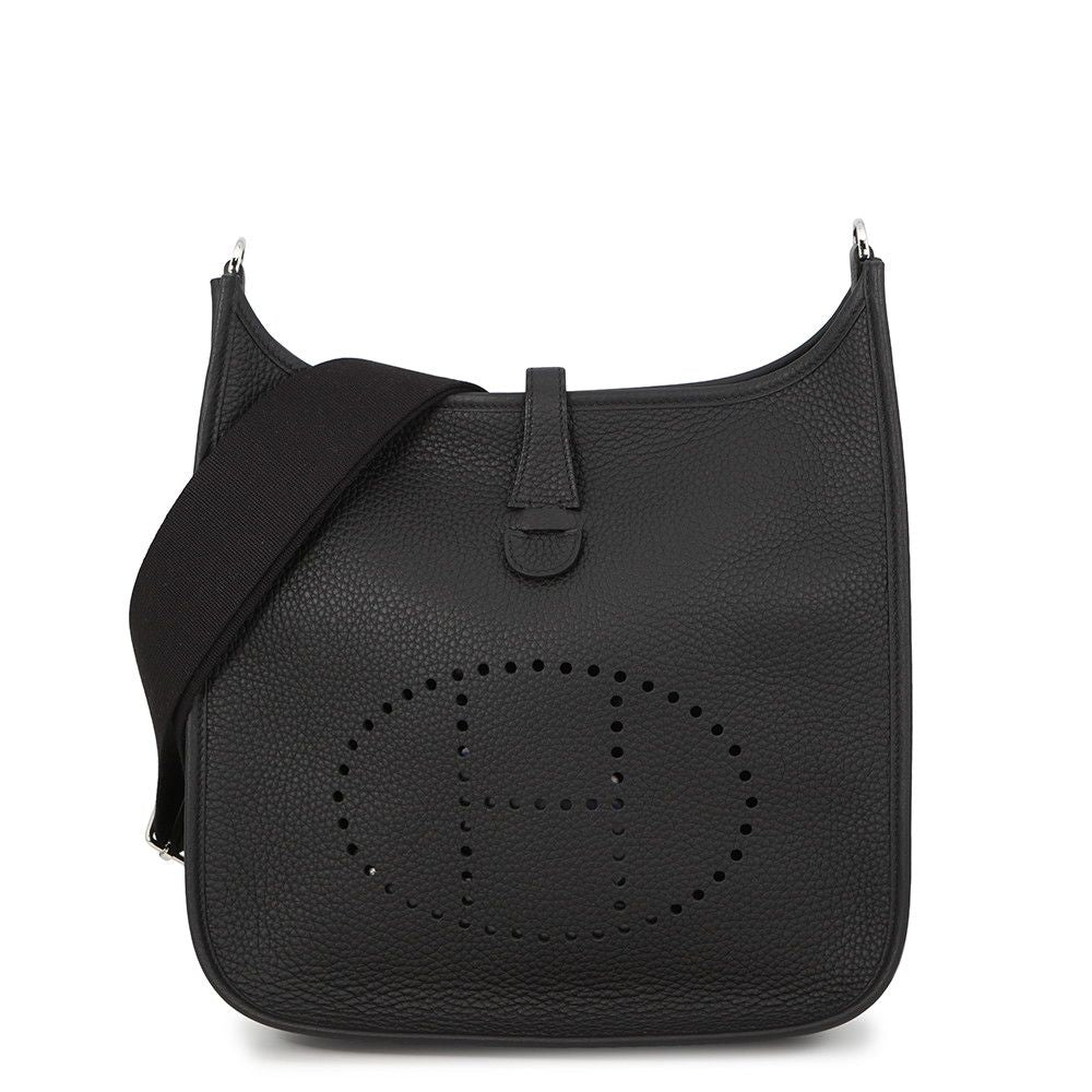 Hermes Shoulder Bag Evelyne 3 PM Black Silver Taurillon Clemence