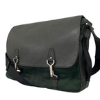 Louis Vuitton Delsu Taiga Leather Canvas Khaki Green Shoulder Bag Silver — view 4