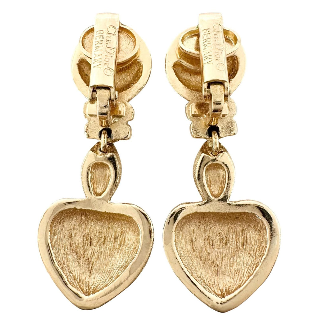 Dior Heart Motif Earrings Gold — view 3
