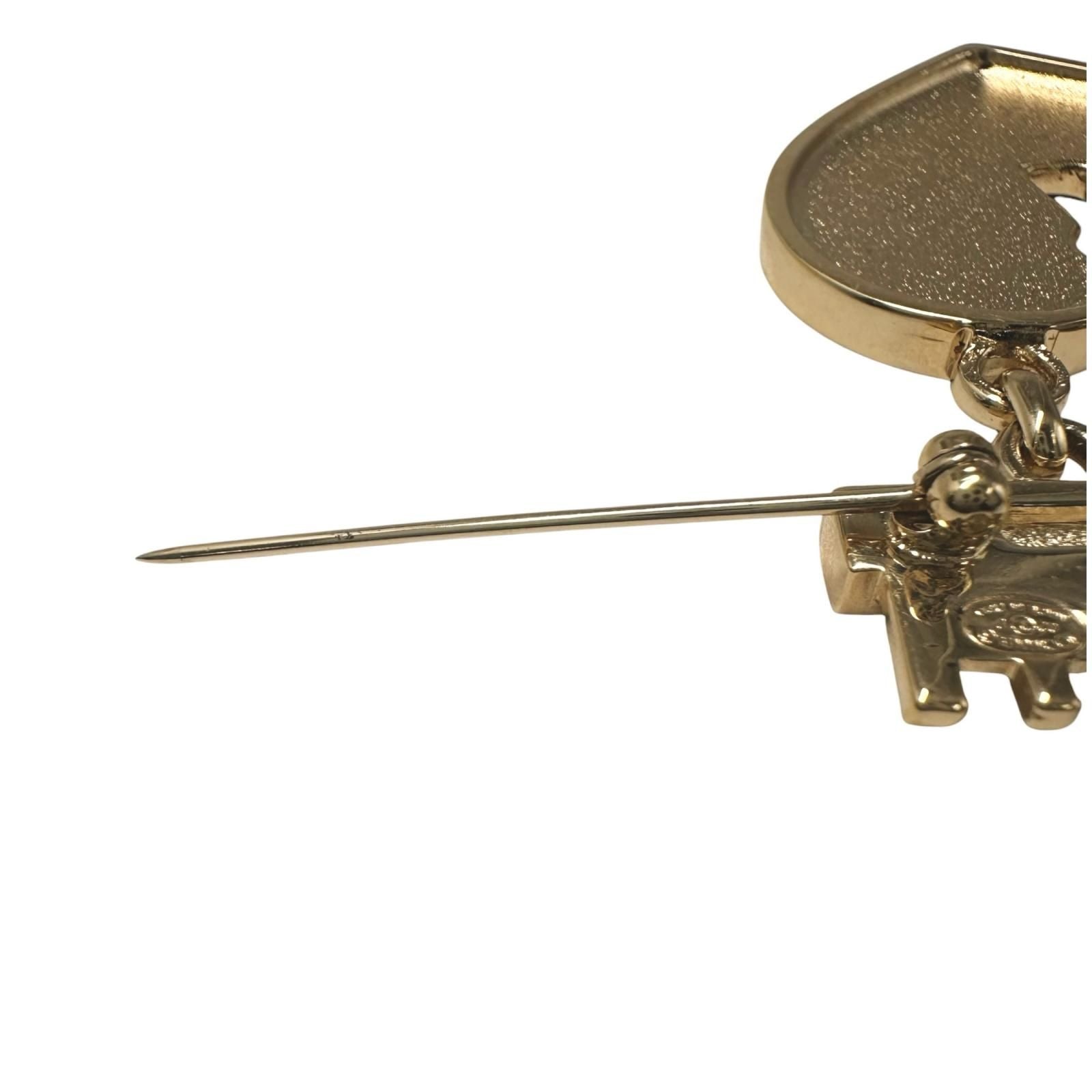 Chanel Heart Lock Gold Plated Pink Brooch — view 6