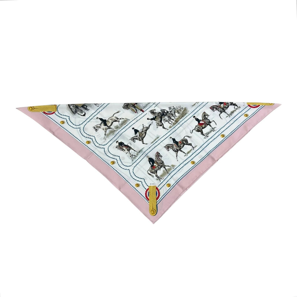 Hermes Carre 90 Noir Silk Pink White Scarf — view 4