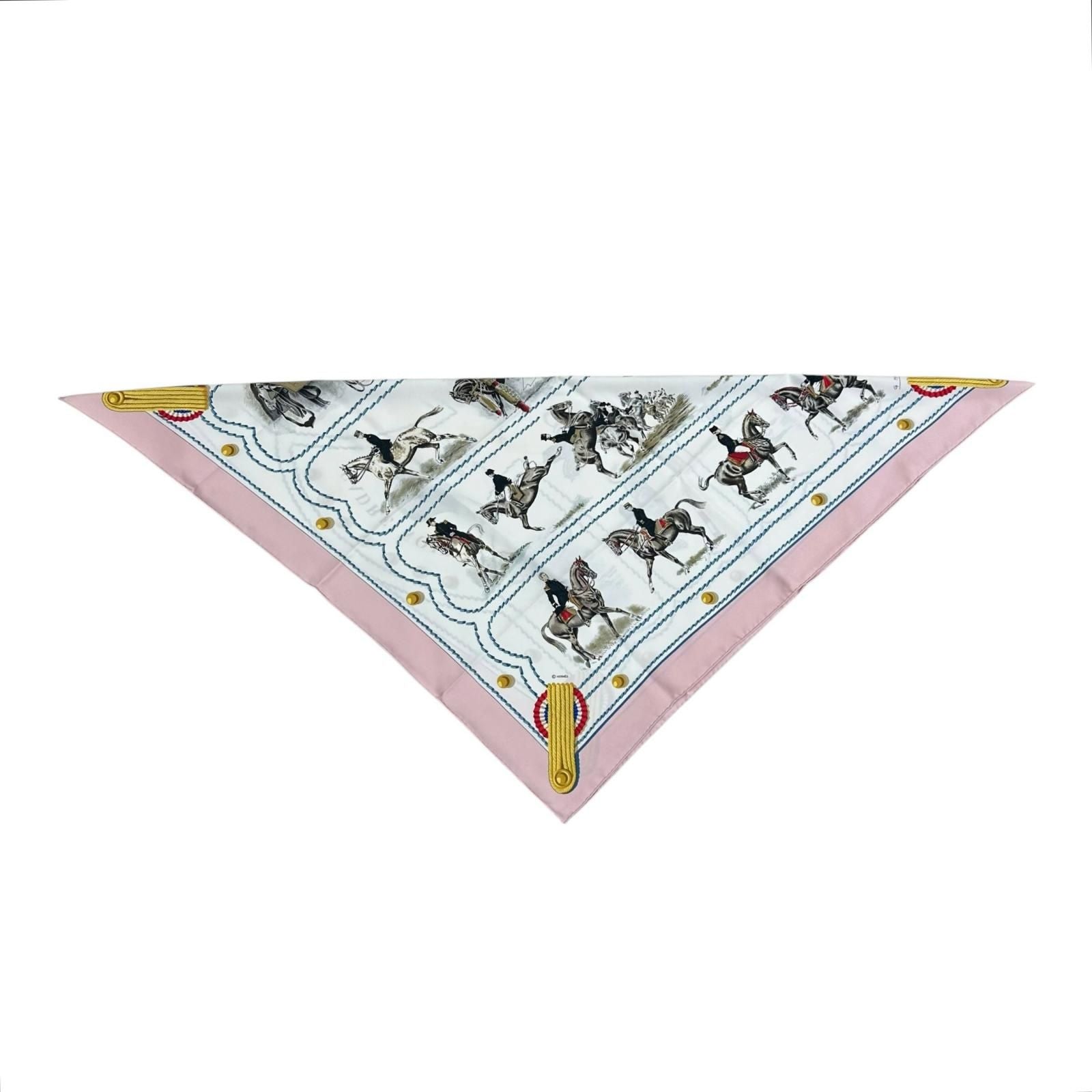 Hermes Carre 90 Noir Silk Pink White Scarf — view 4