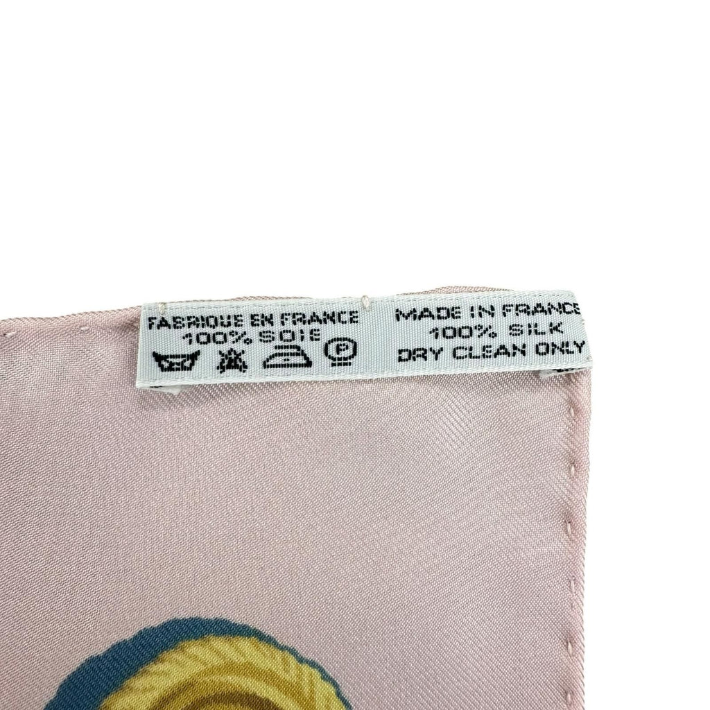 Hermes Carre 90 Noir Silk Pink White Scarf — view 6
