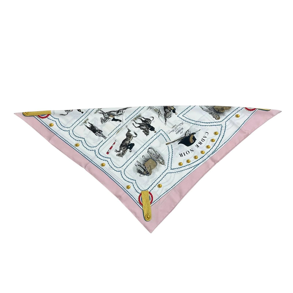 Hermes Carre 90 Noir Silk Pink White Scarf — view 3