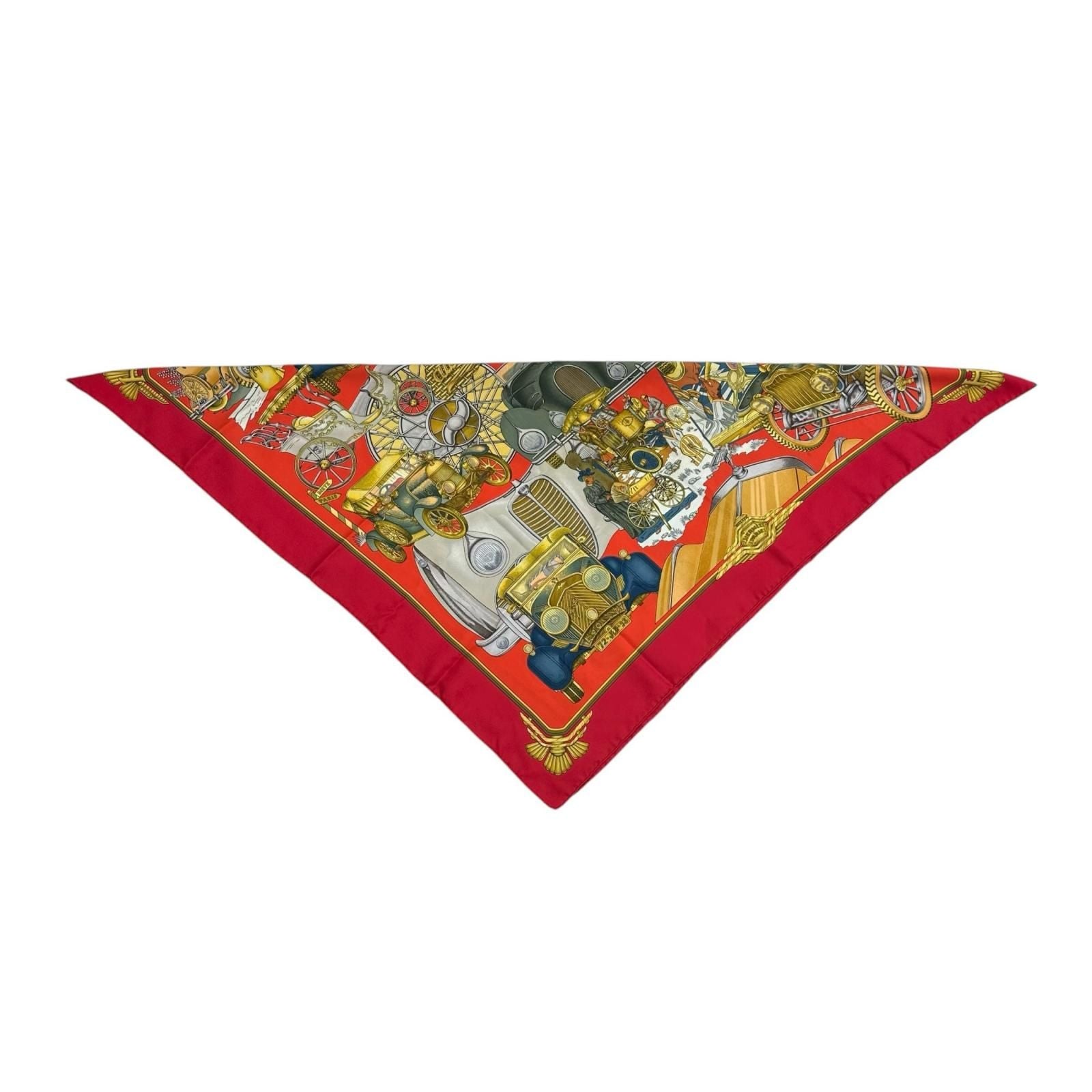 Hermes Carre 90 Automobile Silk Red Scarf — view 4