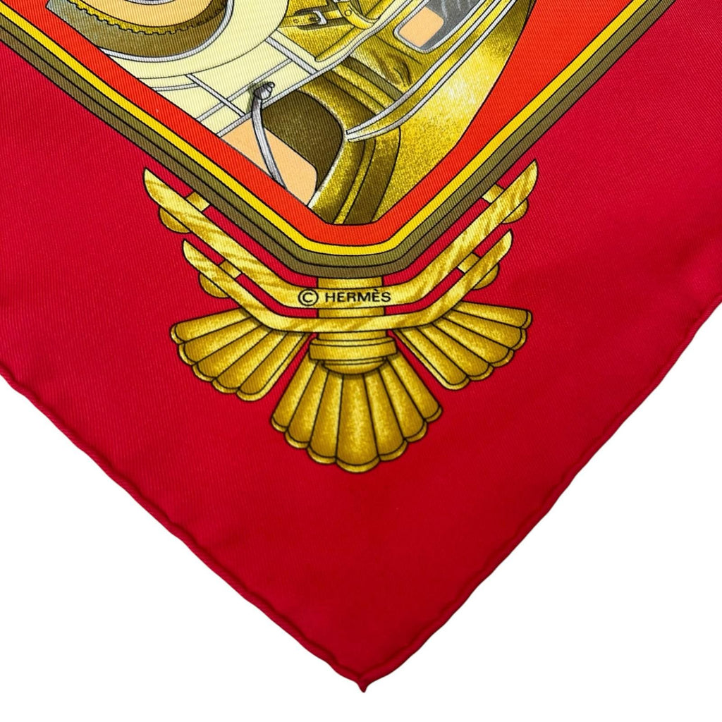 Hermes Carre 90 Automobile Silk Red Scarf — view 5
