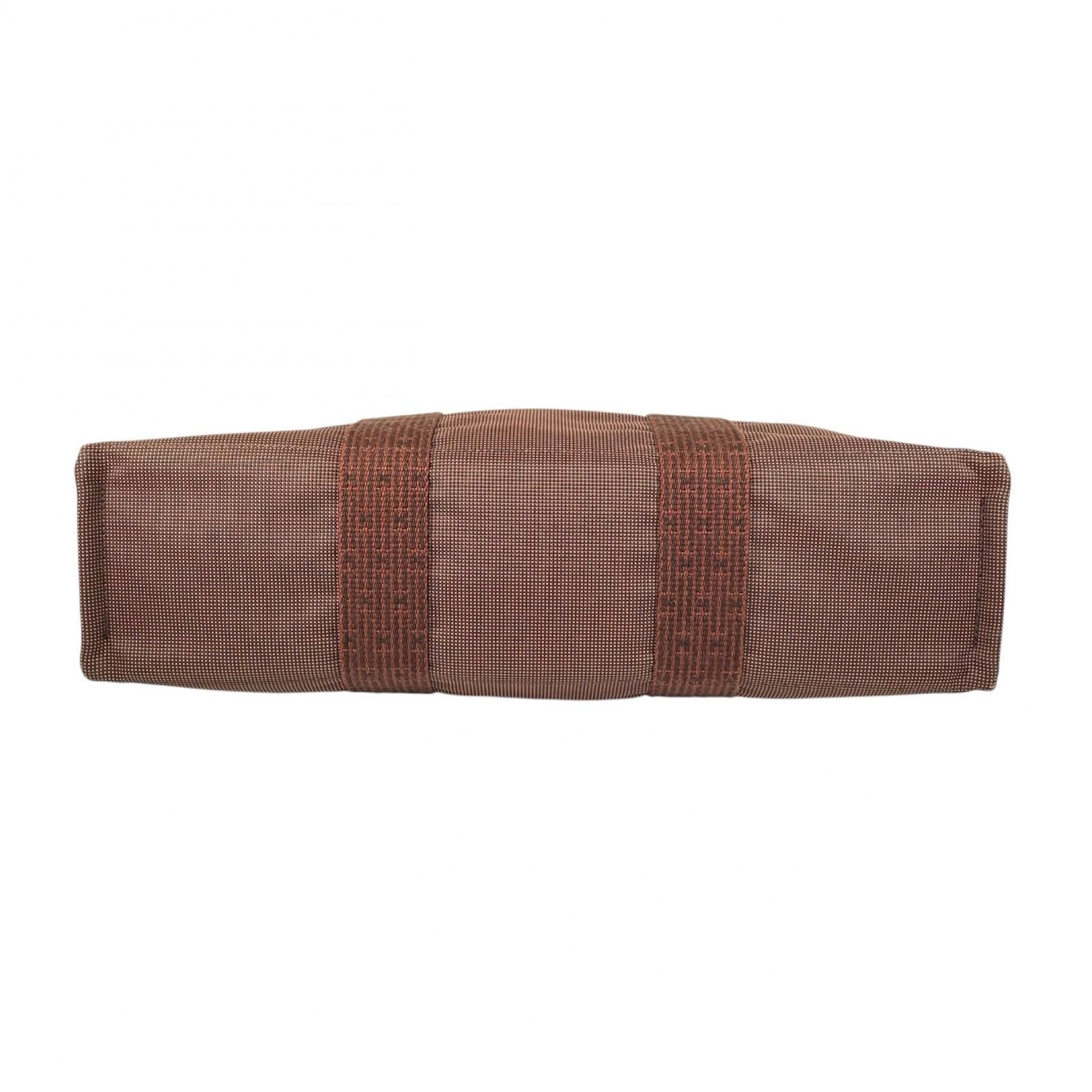 Hermes Her Line MM Canvas Cotton Brown Tote Silver — view 3