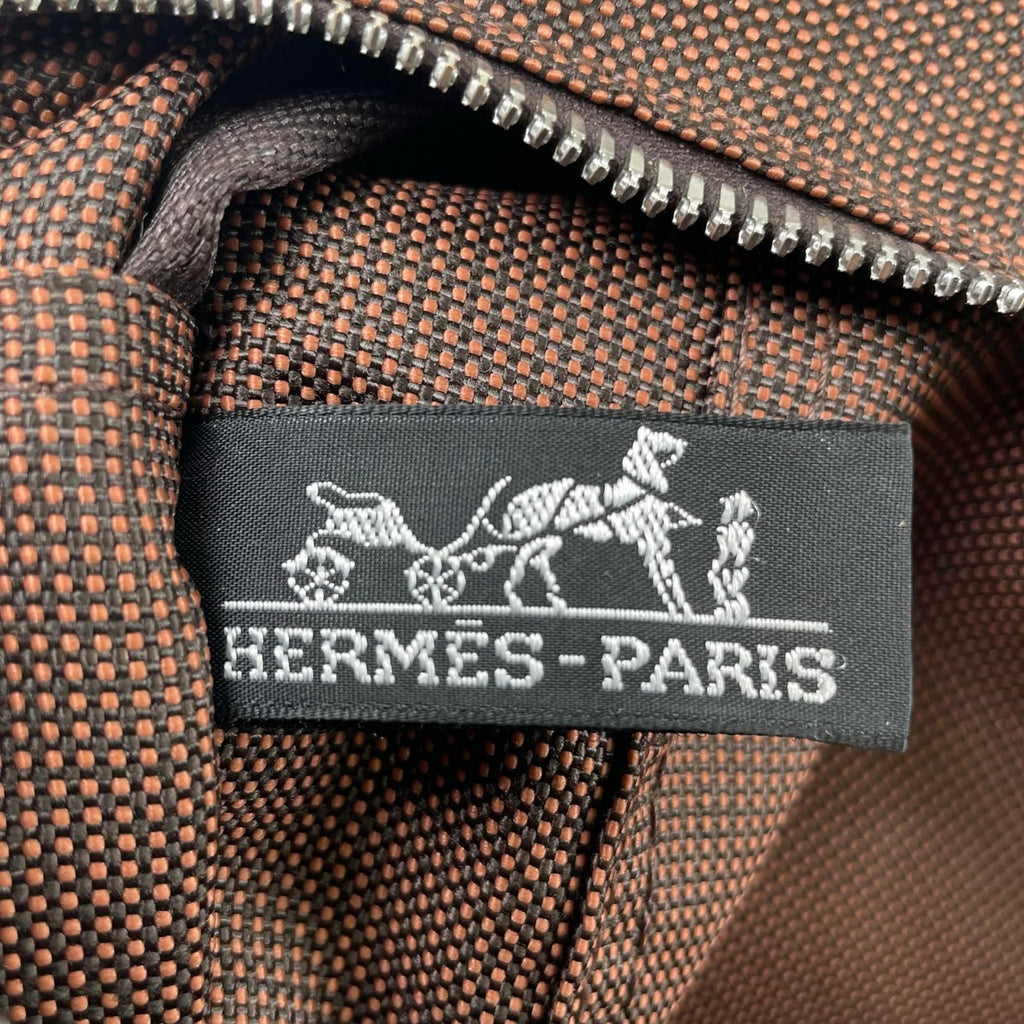 Hermes Her Line MM Canvas Cotton Brown Tote Silver — view 9