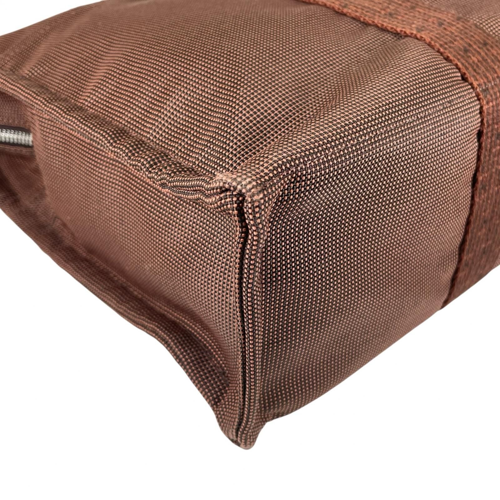 Hermes Her Line MM Canvas Cotton Brown Tote Silver — view 8