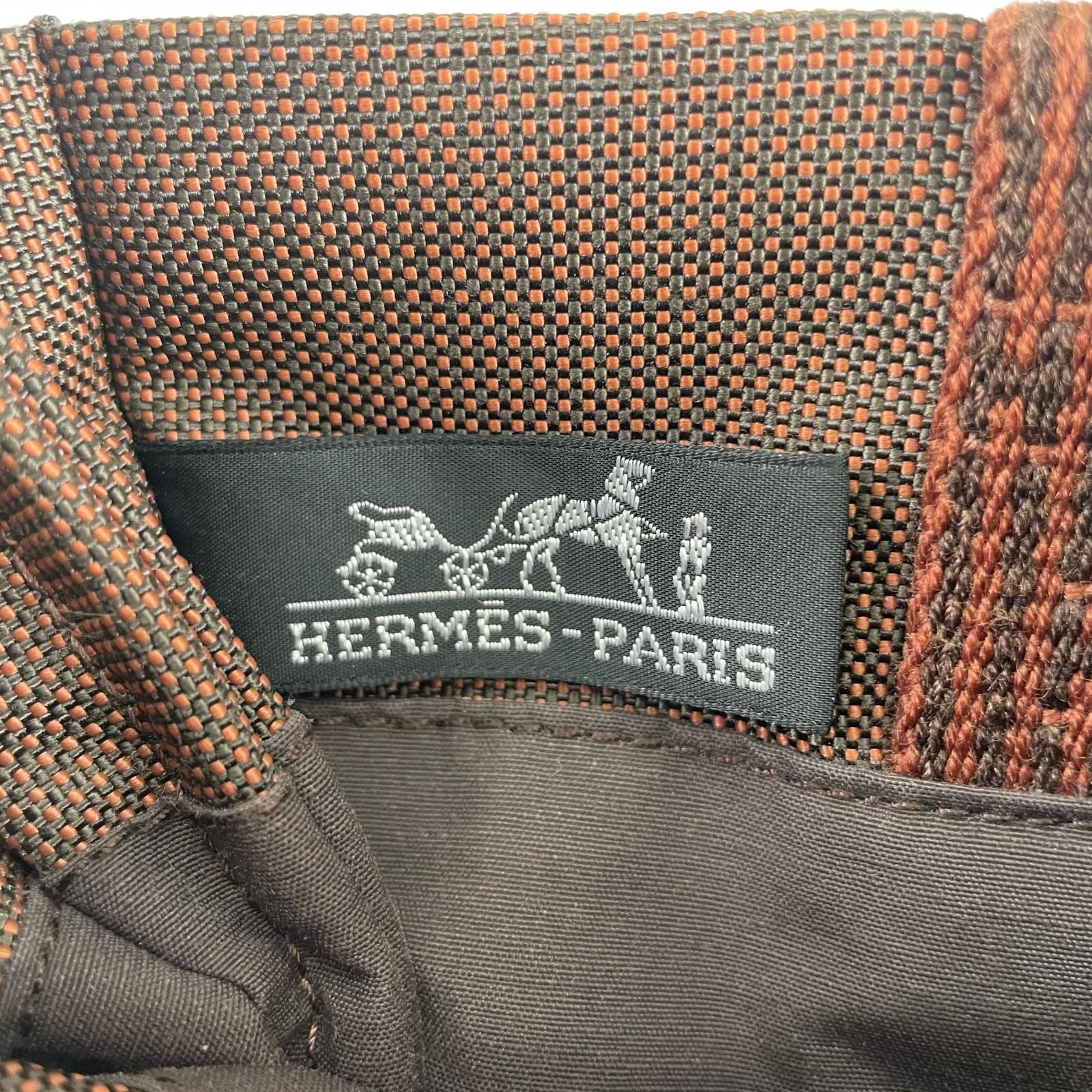 Hermes Her Line Pochette Canvas Cotton Brown Shoulder — view 7