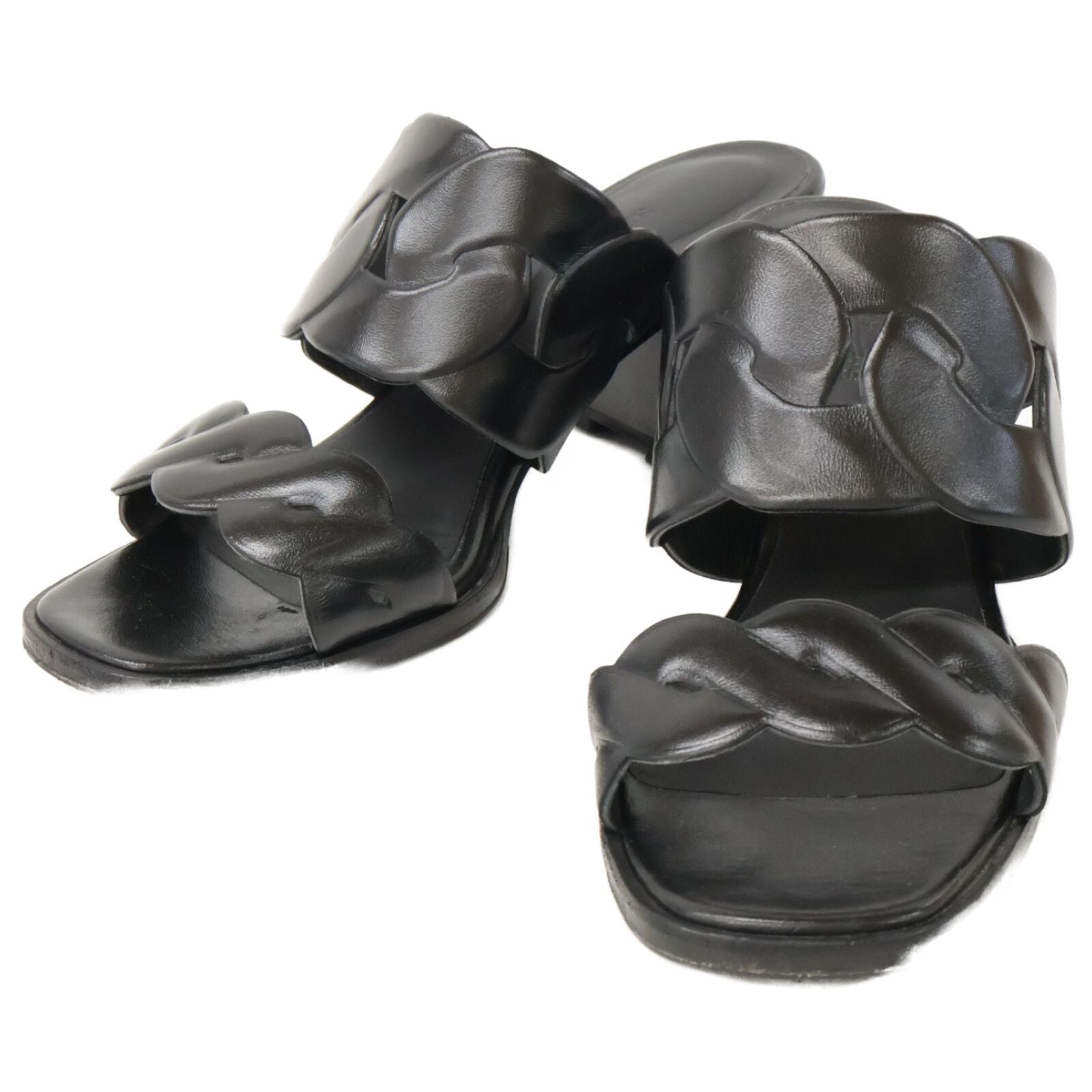 Hermes Gaby 60 Chene Gourmette Torsade Chunky Heels