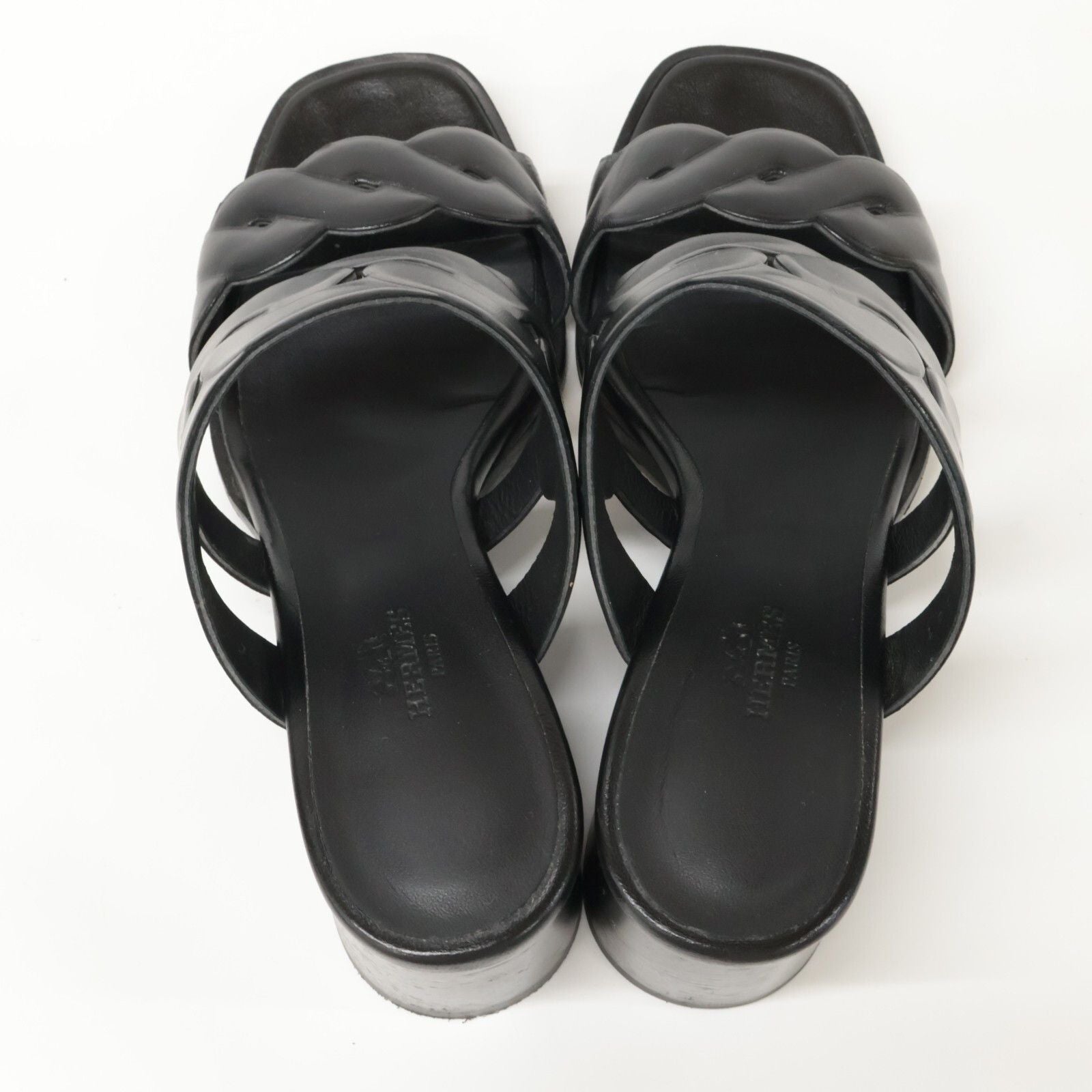 Hermes Gaby 60 Chene Gourmette Torsade Chunky Heels — view 6