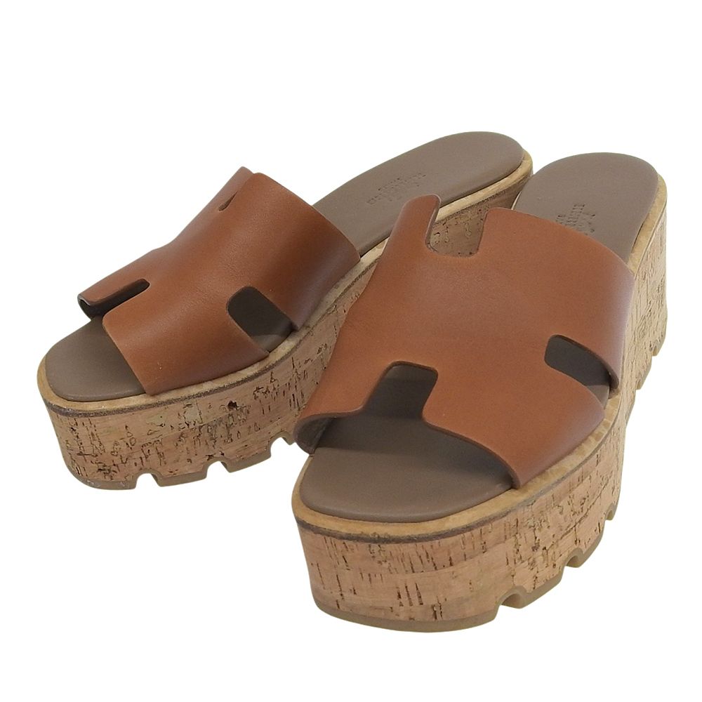 Hermes Platform Sandals Brown