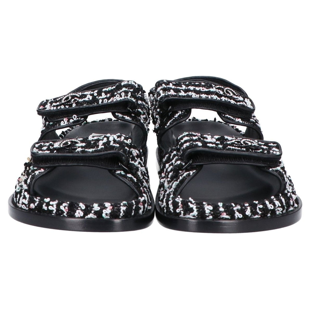 Chanel CC Logo Tweed Leather Flat 36c — view 2
