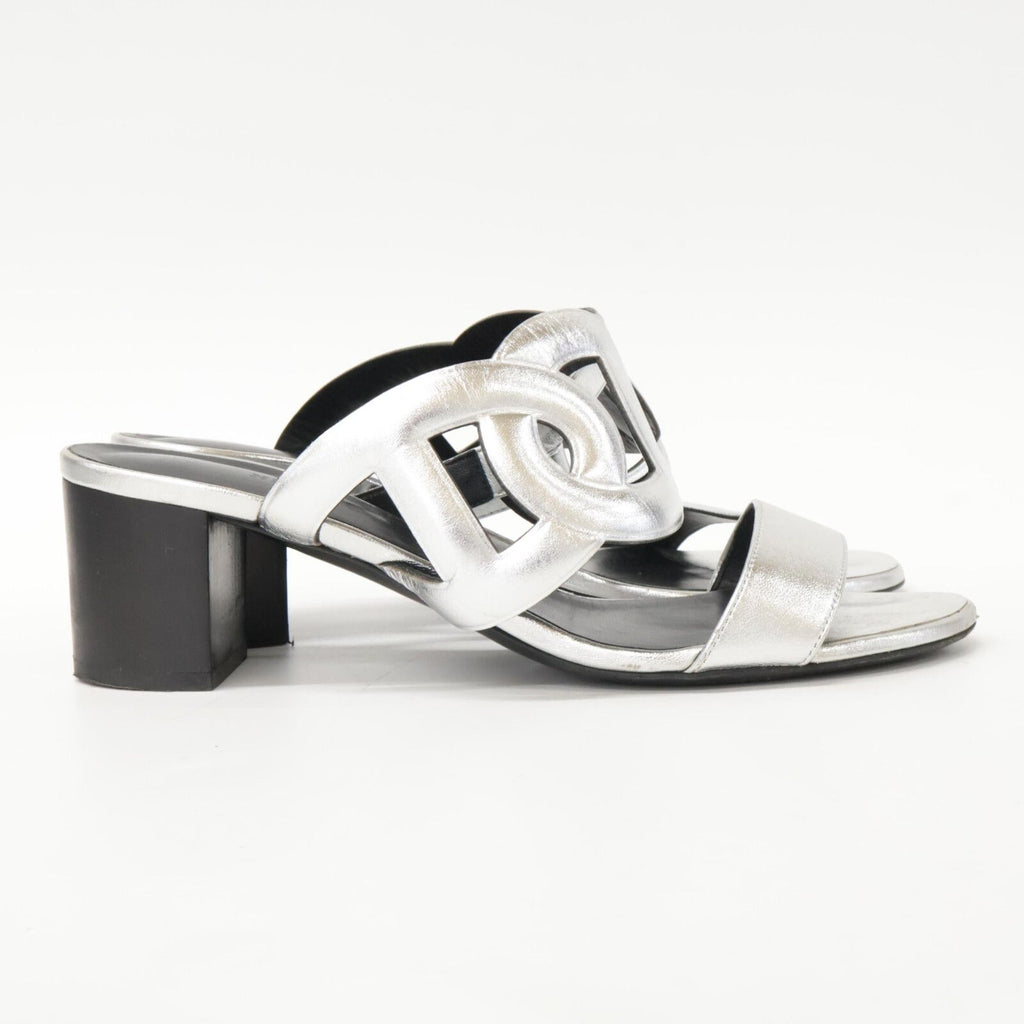 Hermes Bikini Sandal Chaine D'ancre Motif Metallic Nappa Chunky Heels — view 5