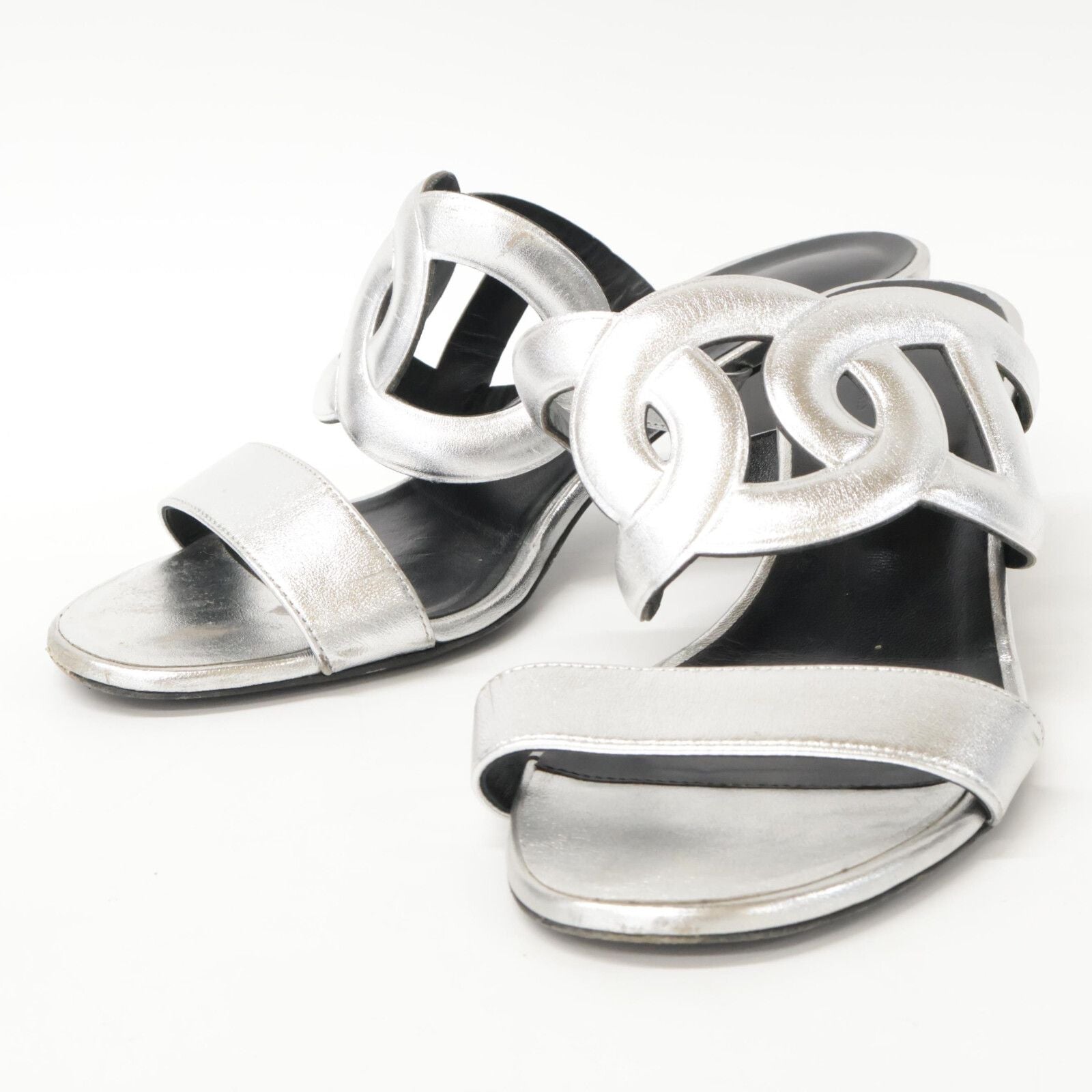 Hermes Bikini Sandal Chaine D'ancre Motif Metallic Nappa Chunky Heels