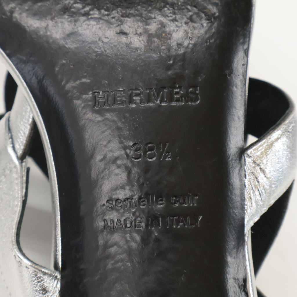 Hermes Bikini Sandal Chaine D'ancre Motif Metallic Nappa Chunky Heels — view 8