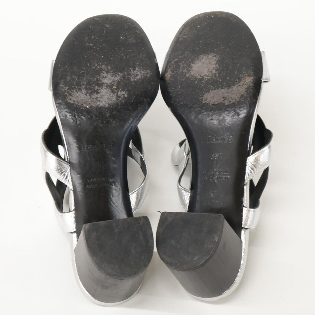 Hermes Bikini Sandal Chaine D'ancre Motif Metallic Nappa Chunky Heels — view 7