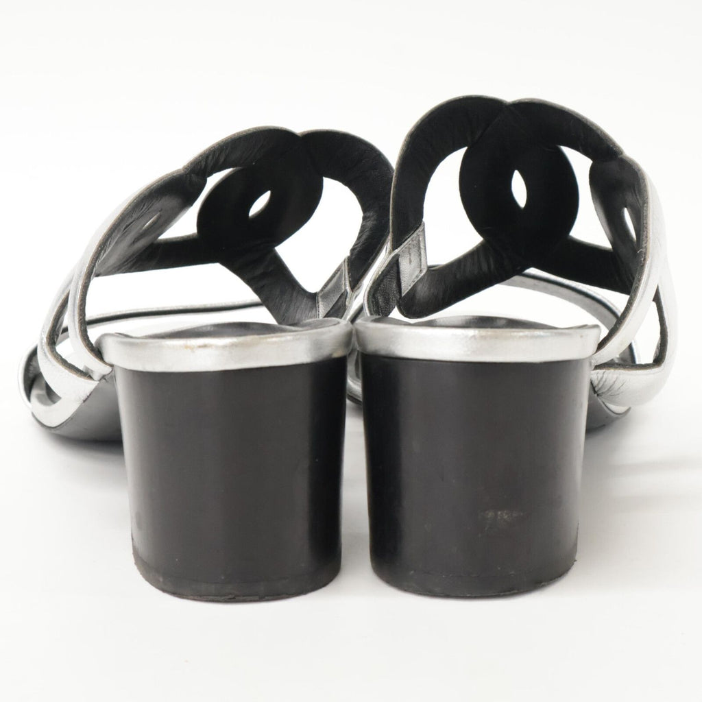 Hermes Bikini Sandal Chaine D'ancre Motif Metallic Nappa Chunky Heels — view 4