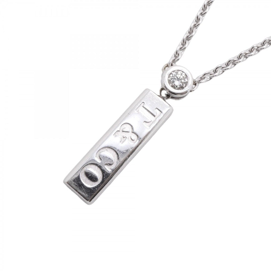 Tiffany & Co Necklace Bar Drop 18k White Gold Diamond