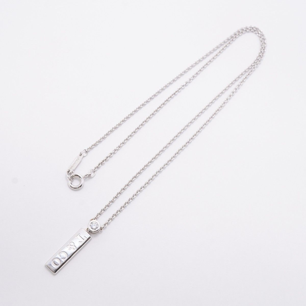 Tiffany & Co Necklace Bar Drop 18k White Gold Diamond — view 3