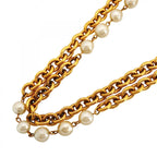 Chanel Necklace Vintage Gold Plated Faux Pearl