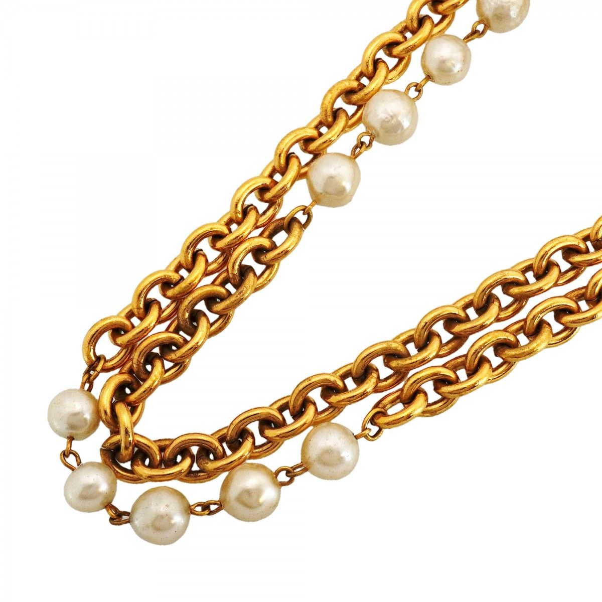 Chanel Necklace Vintage Gold Plated Faux Pearl