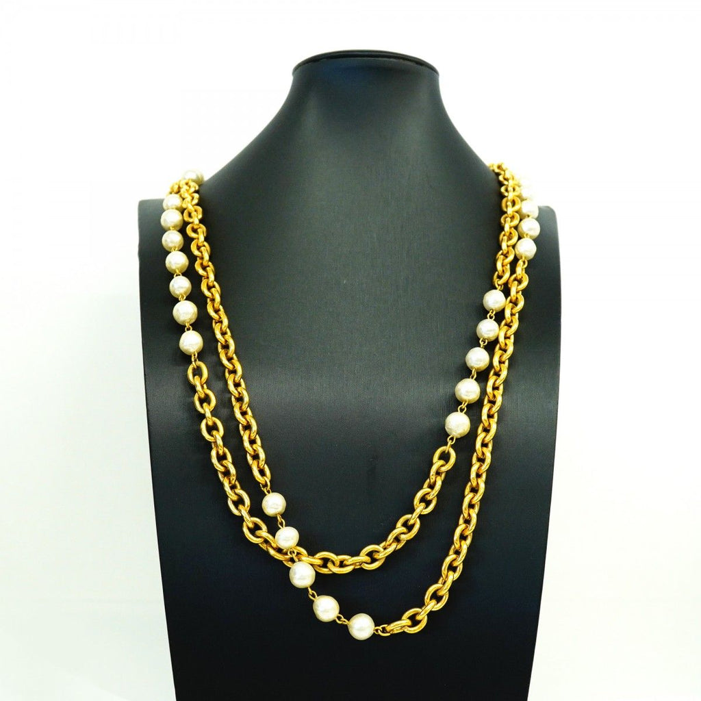 Chanel Necklace Vintage Gold Plated Faux Pearl — view 5