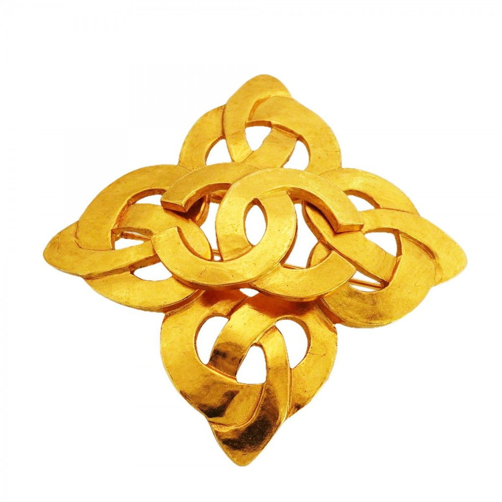 Chanel Brooch Vintage CC Logo Gold Plated