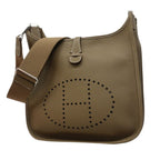 Hermes Shoulder Bag Evelyne Taurillon Clemence Etoupe Silver