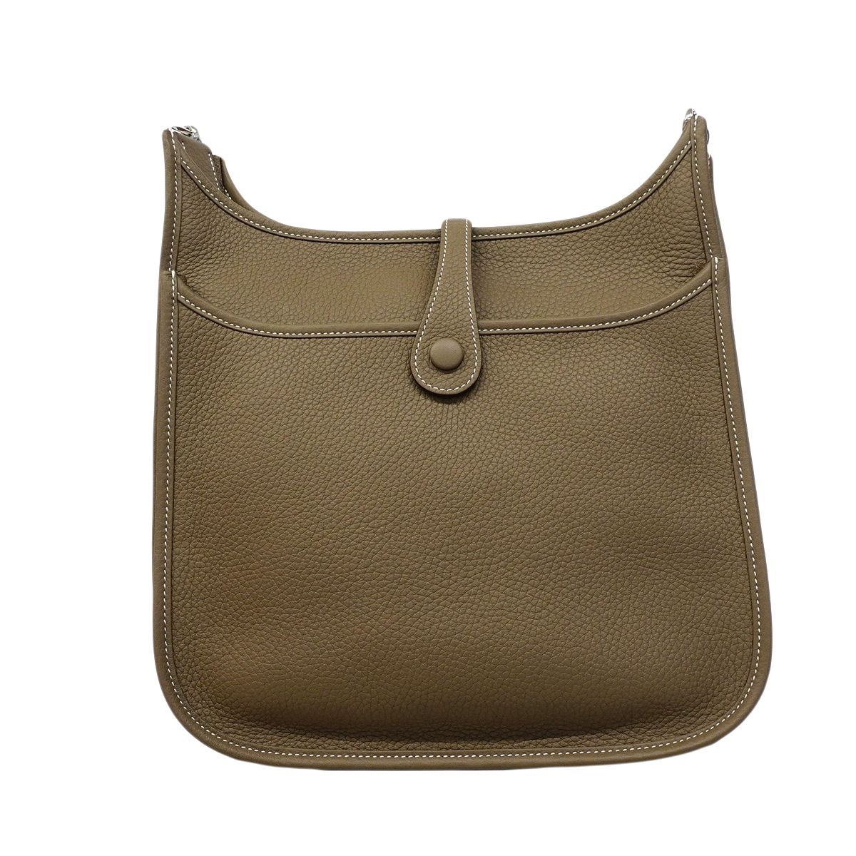 Hermes Shoulder Bag Evelyne Taurillon Clemence Etoupe Silver — view 6