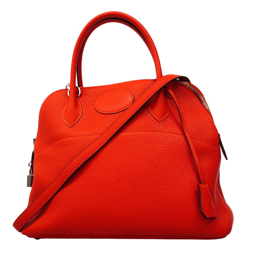 Hermes Handbag Bolide 31 Taurillon Clemence Rouge Tomato Silver