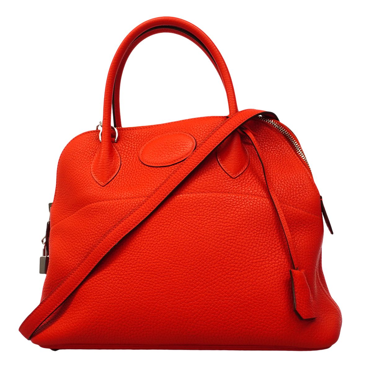 Hermes Handbag Bolide 31 Taurillon Clemence Rouge Tomato Silver