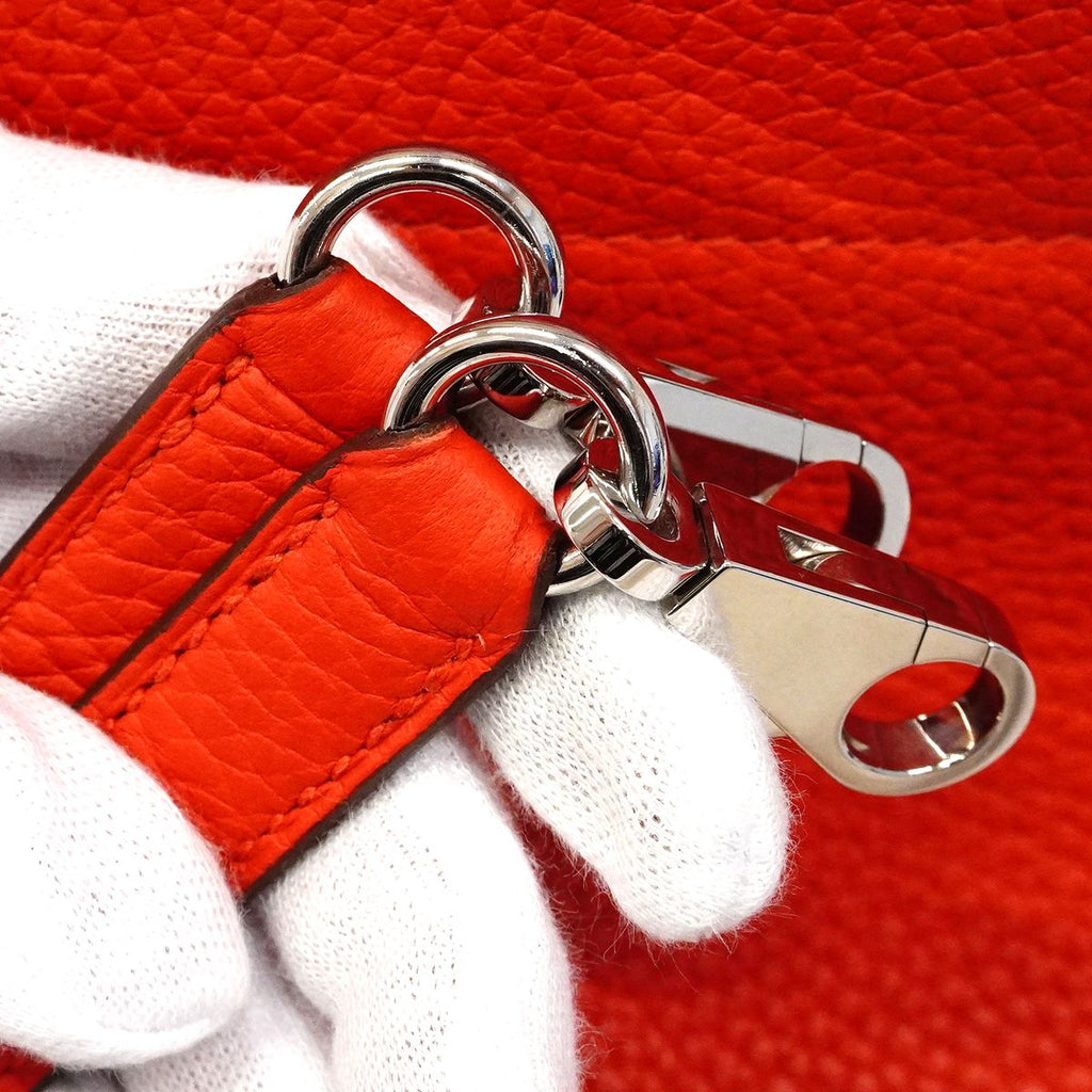 Hermes Handbag Bolide 31 Taurillon Clemence Rouge Tomato Silver — view 9