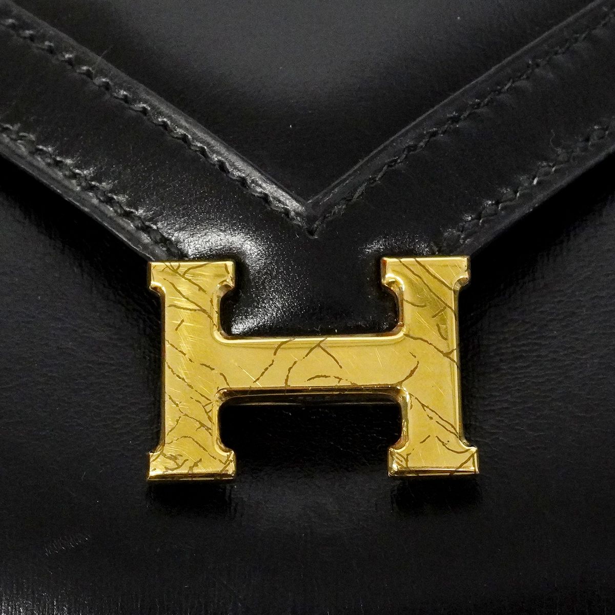 Hermes Shoulder Bag Ridi Box Calf Black Gold — view 6