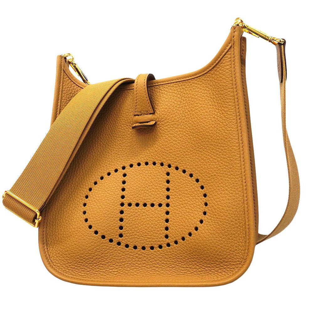 Hermes Shoulder Bag Evelyne 23 Taurillon Clemence Biscuit Gold