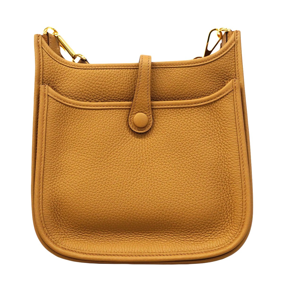 Hermes Shoulder Bag Evelyne 23 Taurillon Clemence Biscuit Gold — view 7