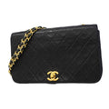 Chanel Shoulder Bag Quilted Lambskin Black Gold